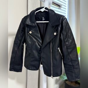 Black Faux Leather Jacket for girls